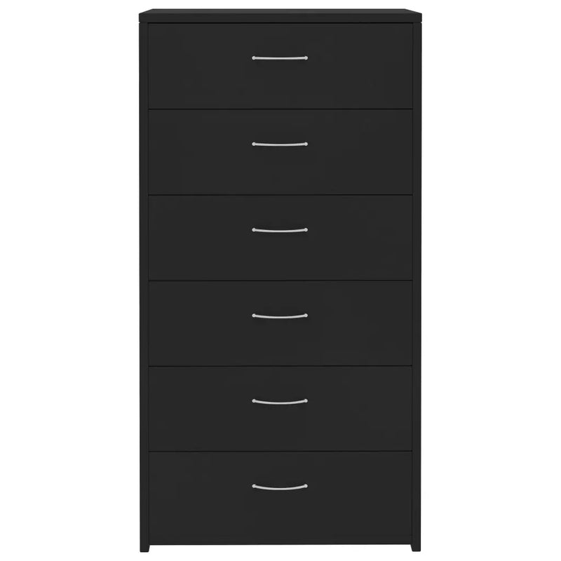 Sideboard with 6 Drawers Black 50x34x96 cm Engineered Wood