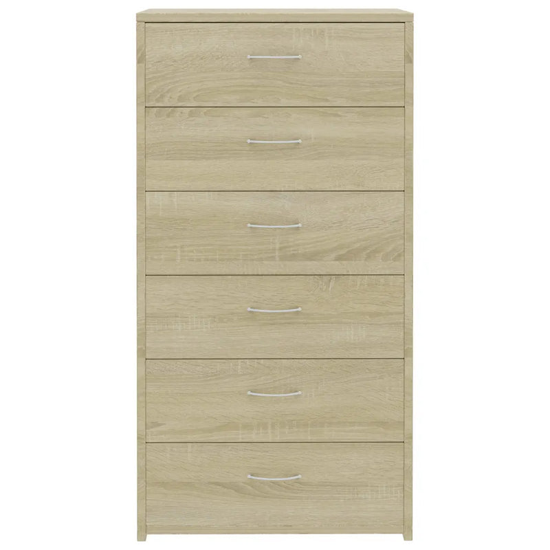 Sideboard with 6 Drawers Sonoma Oak 50x34x96 cm Engineered Wood