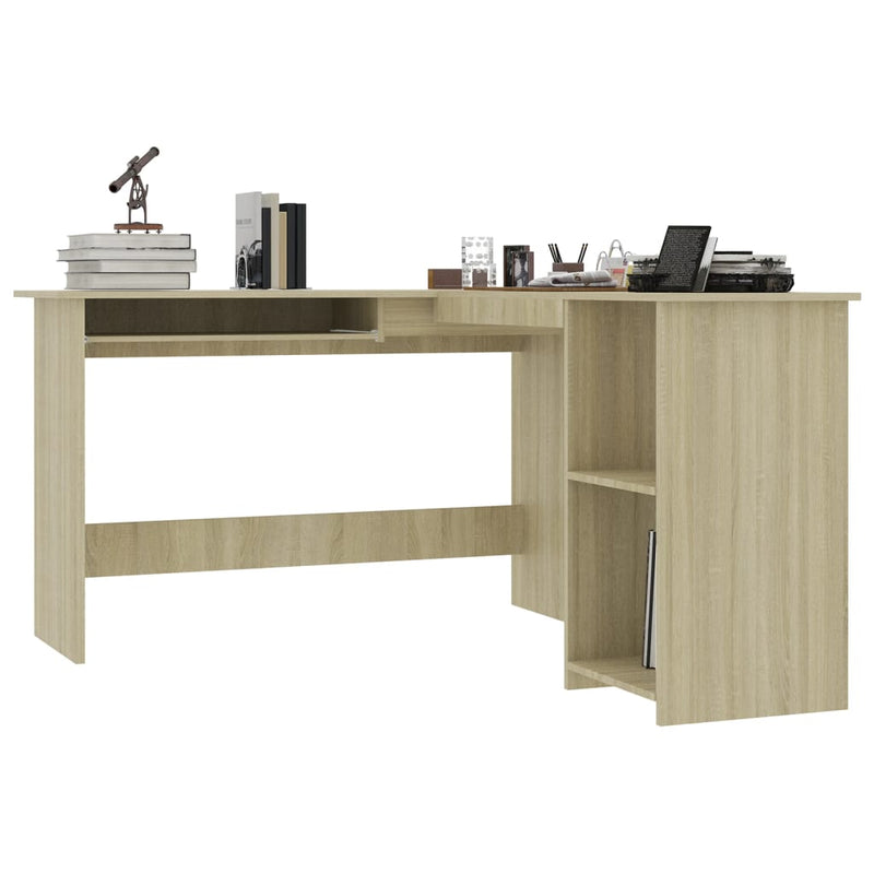 L-Shaped Corner Desk Sonoma Oak 120x140x75 cm Engineered Wood