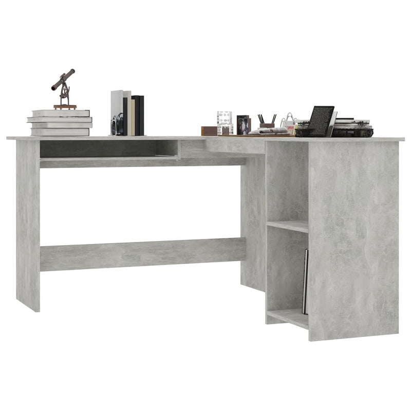 L-Shaped Corner Desk Concrete Grey 120x140x75 cm Engineered Wood