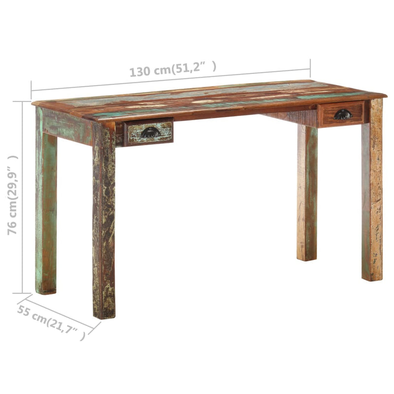 Desk 130x55x76 cm Solid Reclaimed Wood