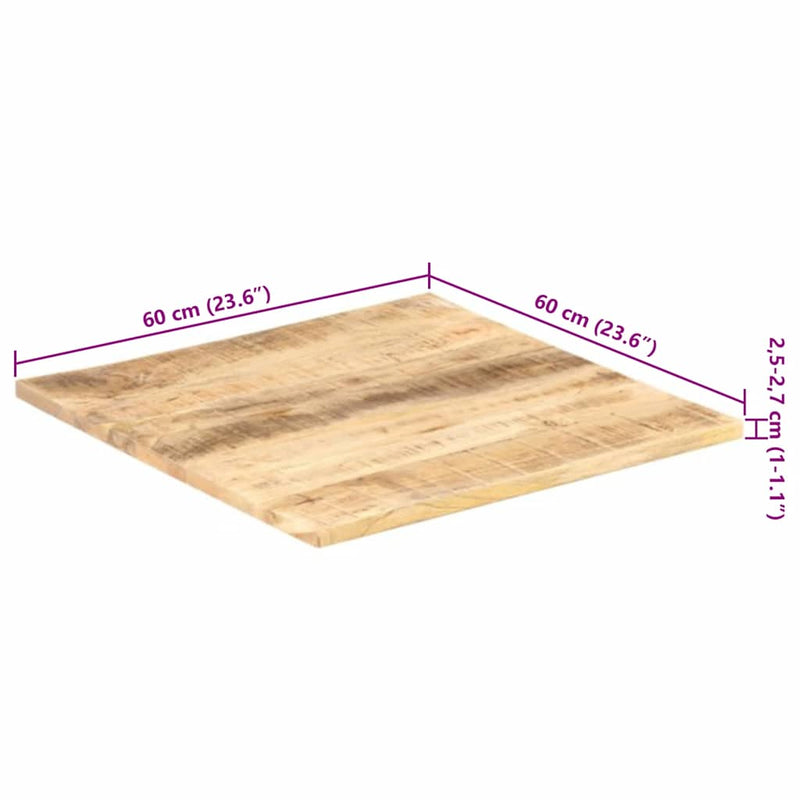 vidaXL Table Top Solid Wood Mango 25-27 mm 60x60 cm