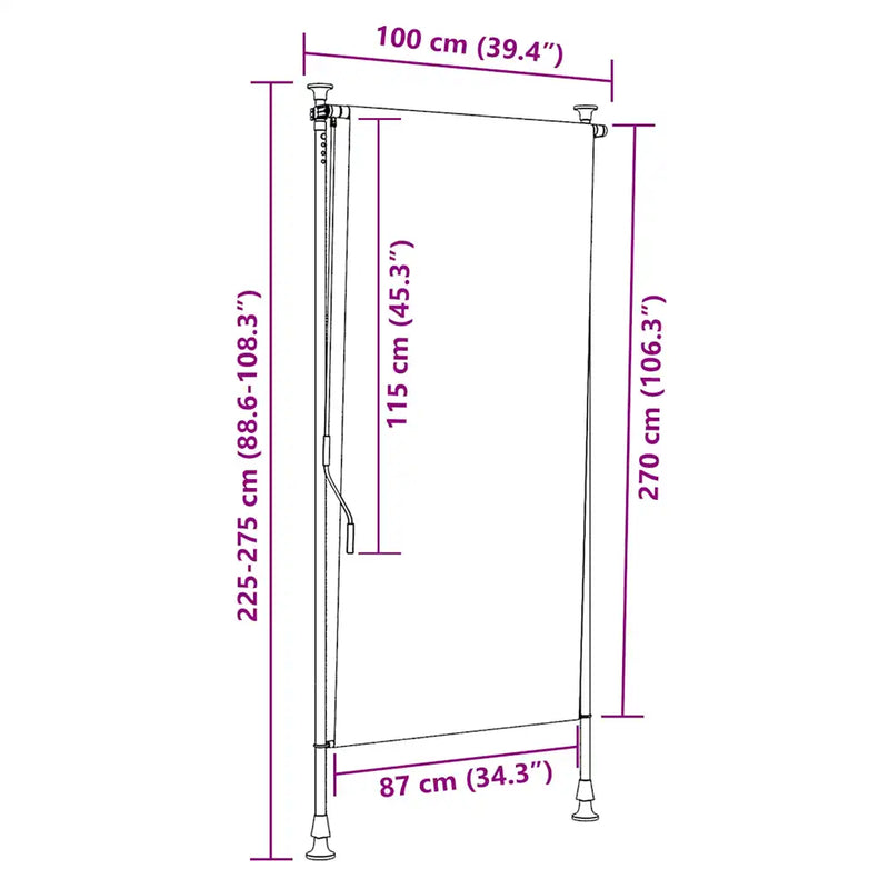 Outdoor Roller Blind 100x270 cm Anthracite