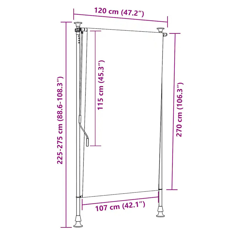 Outdoor Roller Blind 120x270 cm Anthracite