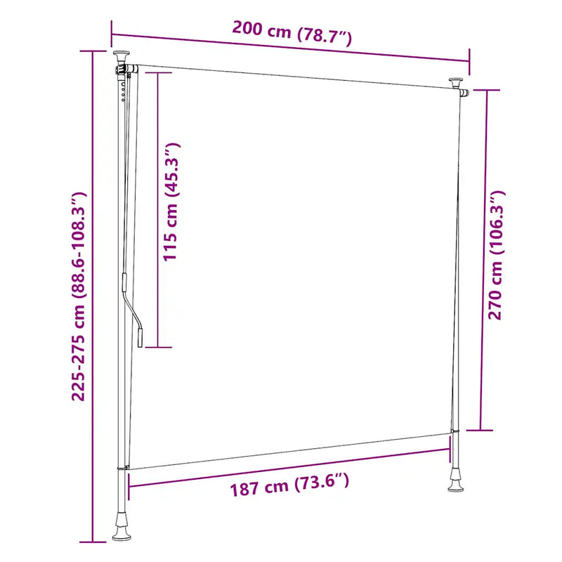 Outdoor Roller Blind 200x270 cm Anthracite