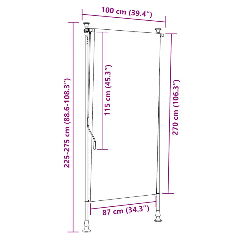 Outdoor Roller Blind 100x270 cm Cream