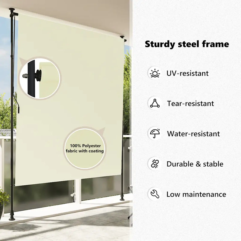 Outdoor Roller Blind 150x270 cm Cream
