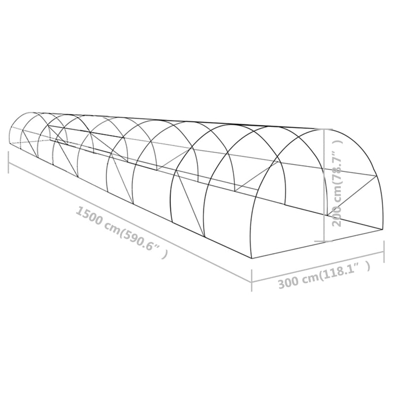 vidaXL Greenhouse 45 m² 15x3x2 m