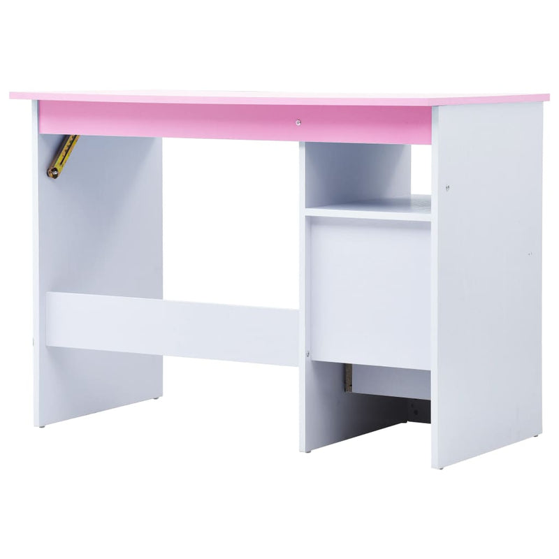 vidaXL Children Drawing Study Desk Tiltable Pink and White