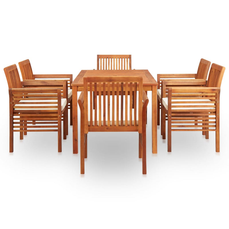 vidaXL 7 Piece Outdoor Dining Set with Cushions Solid Wood Acacia