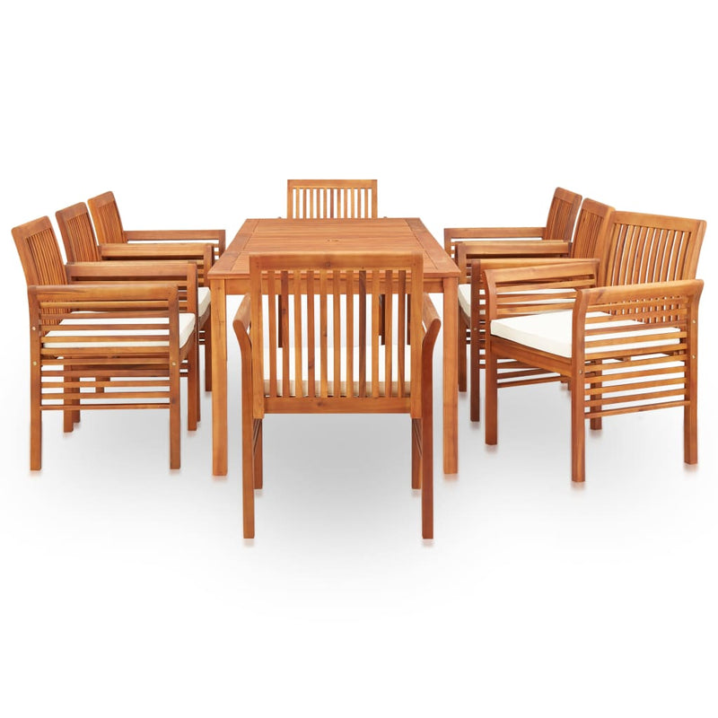 vidaXL 9 Piece Outdoor Dining Set with Cushions Solid Wood Acacia