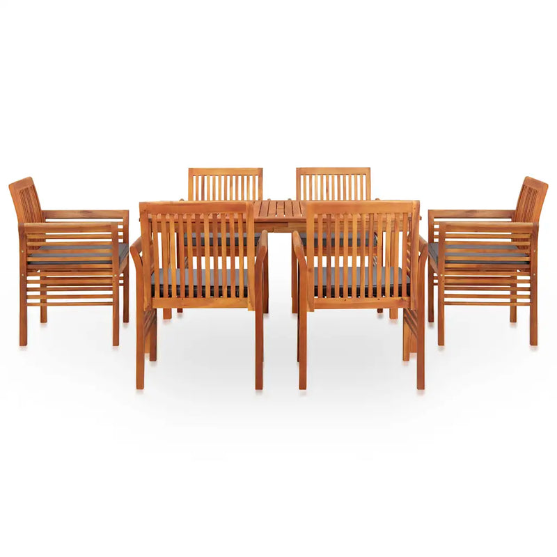 7 Piece Outdoor Dining Set with Cushions Solid Wood Acacia