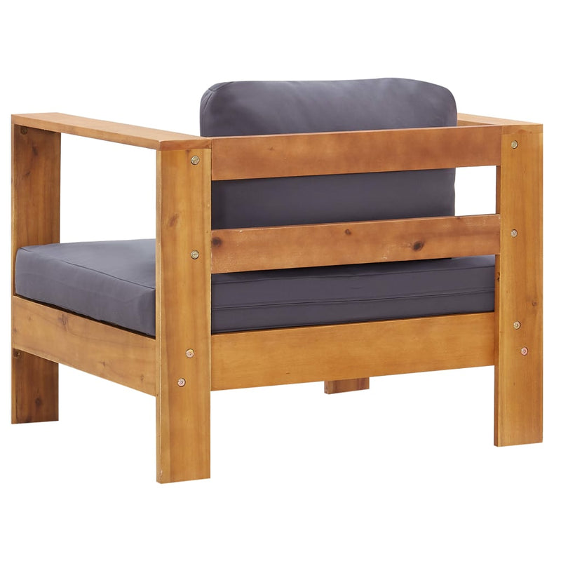 vidaXL 4 Piece Garden Lounge Set with Cushions Grey Solid Acacia Wood