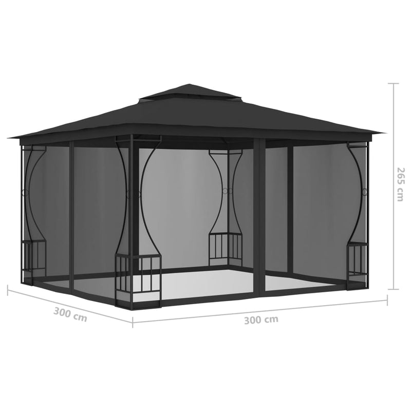 Gazebo with Nets 300x300x265 cm Anthracite