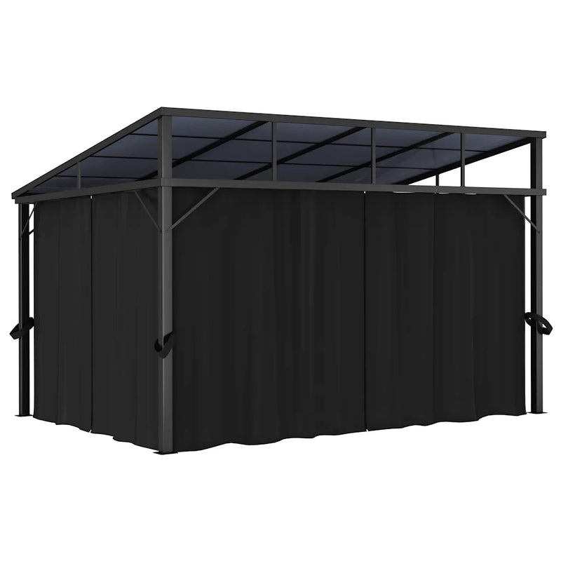 Gazebo with Curtain 405x294x244 cm Anthracite