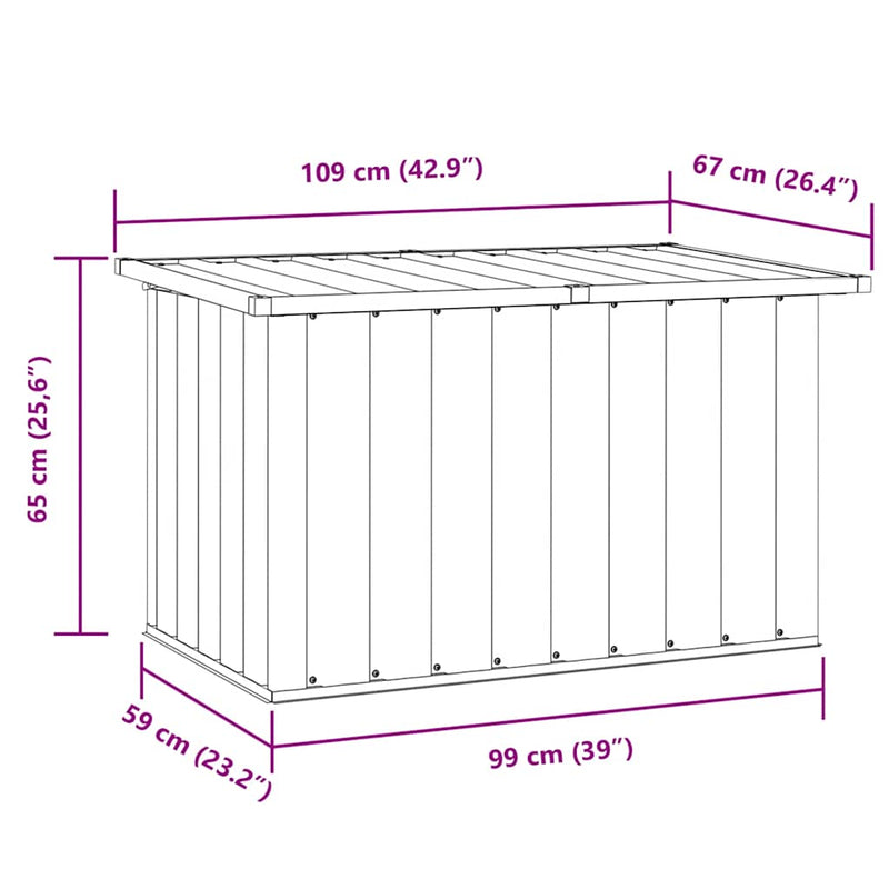 vidaXL Garden Storage Box Grey 109x67x65 cm