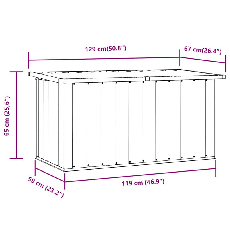vidaXL Garden Storage Box Grey 129x67x65 cm