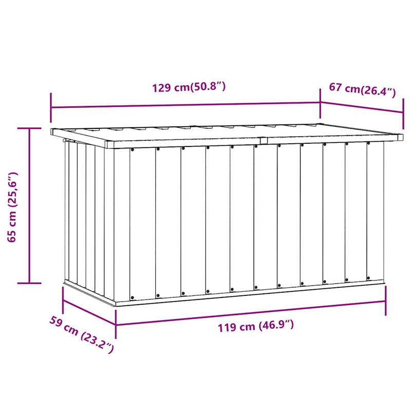 vidaXL Garden Storage Box Brown 129x67x65 cm