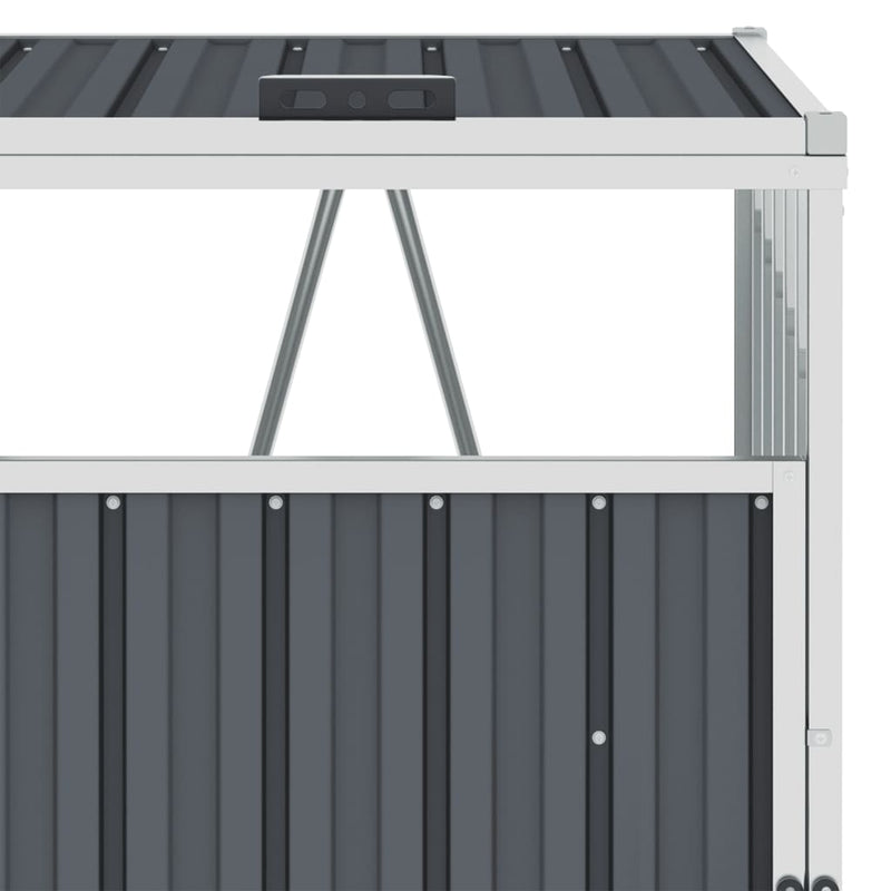 Quadruple Garbage Bin Shed Grey 286x81x121 cm Steel