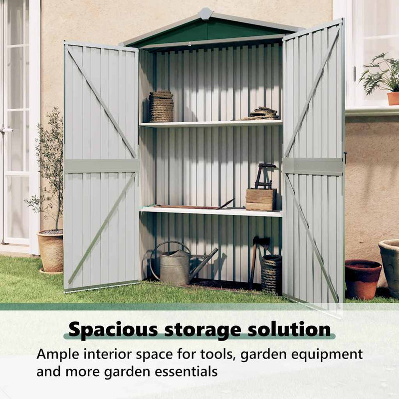 Garden Shed Green 116x45x175 cm Galvanised Steel