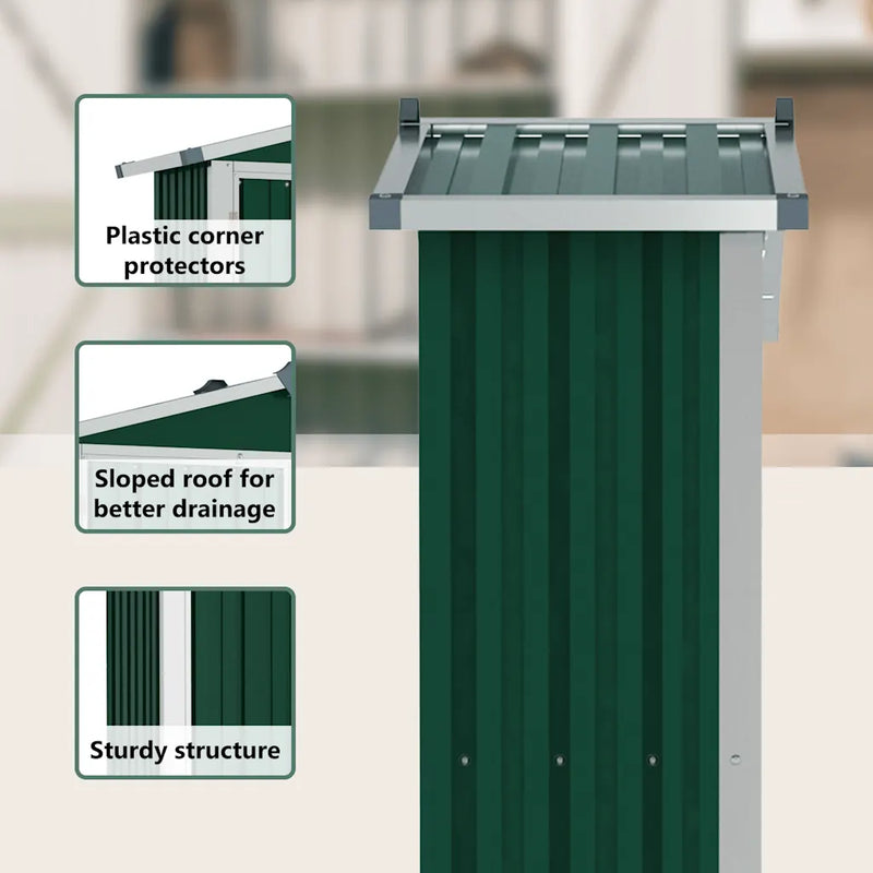 Garden Shed Green 116x45x175 cm Galvanised Steel
