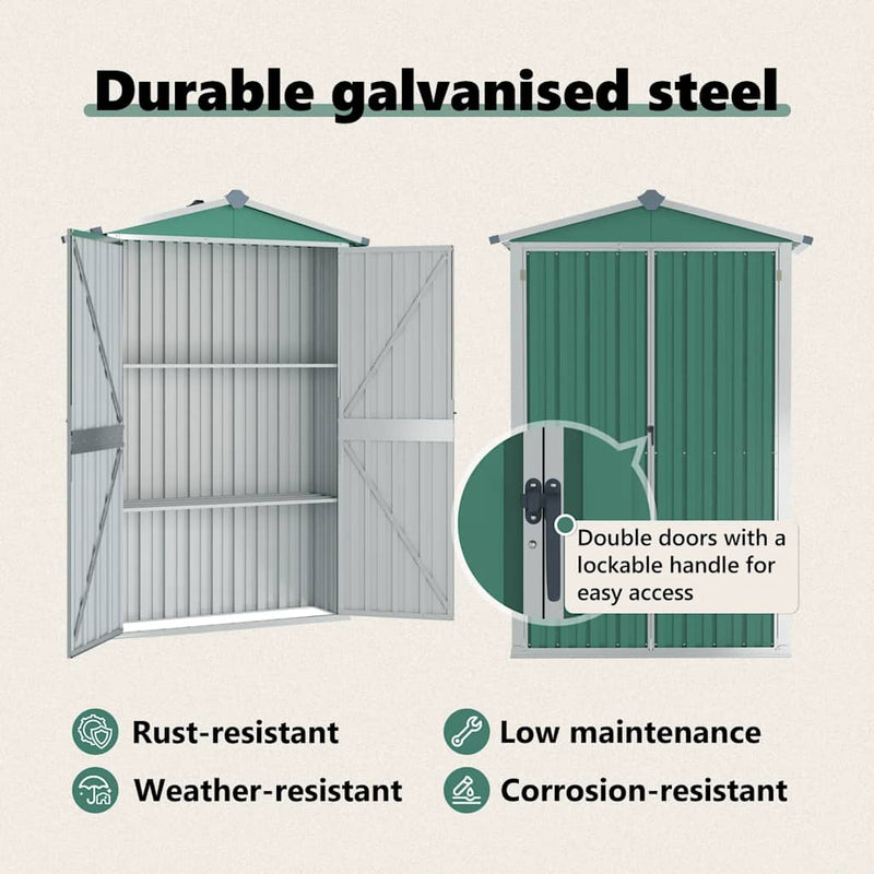 vidaXL Garden Shed Green 116x45x175 cm Galvanised Steel