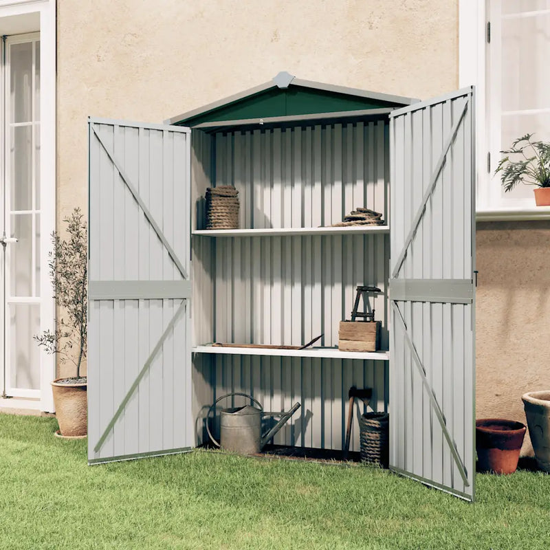 Garden Shed Green 116x45x175 cm Galvanised Steel