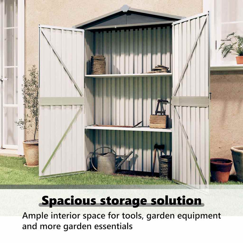 vidaXL Garden Shed Grey 116x45x175 cm Galvanised Steel