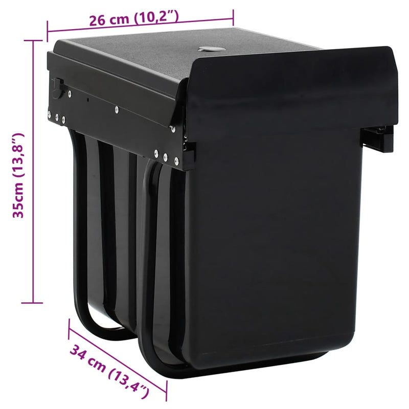 vidaXL Kitchen Cupboard Pull-out Dustbin Soft-Close 20 L