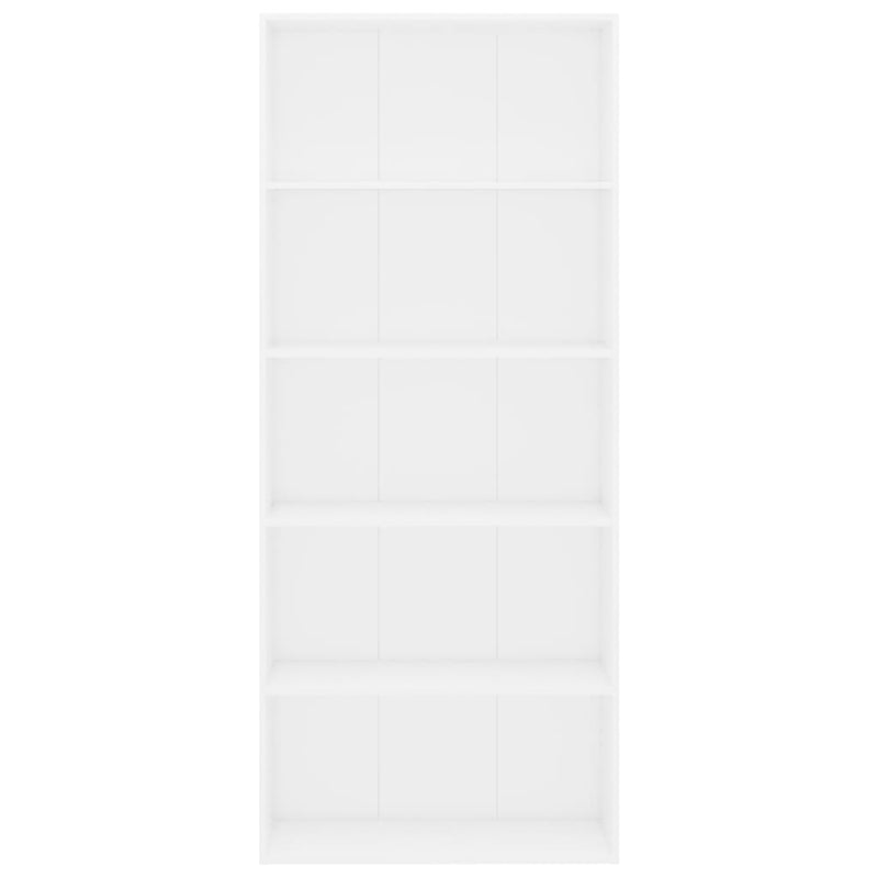 vidaXL 5-Tier Book Cabinet White 80x30x189 cm Engineered Wood