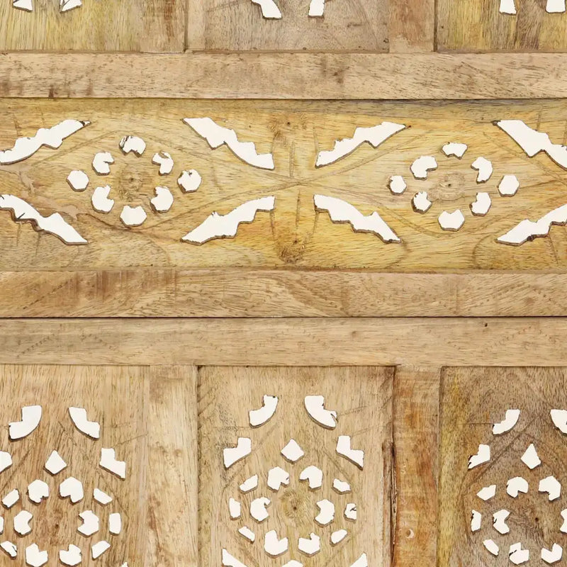 Hand Carved 4-Panel Room Divider 160x165 cm Solid Mango Wood