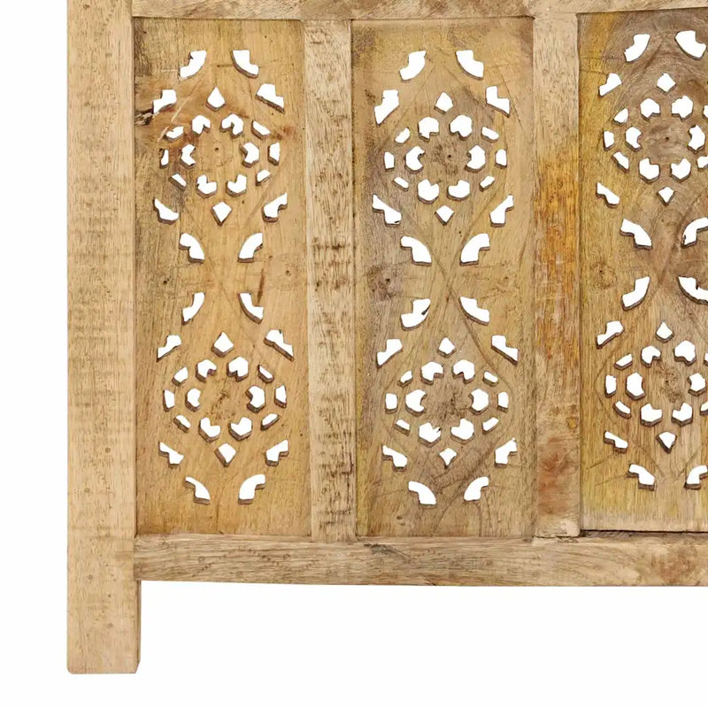 Hand Carved 4-Panel Room Divider 160x165 cm Solid Mango Wood