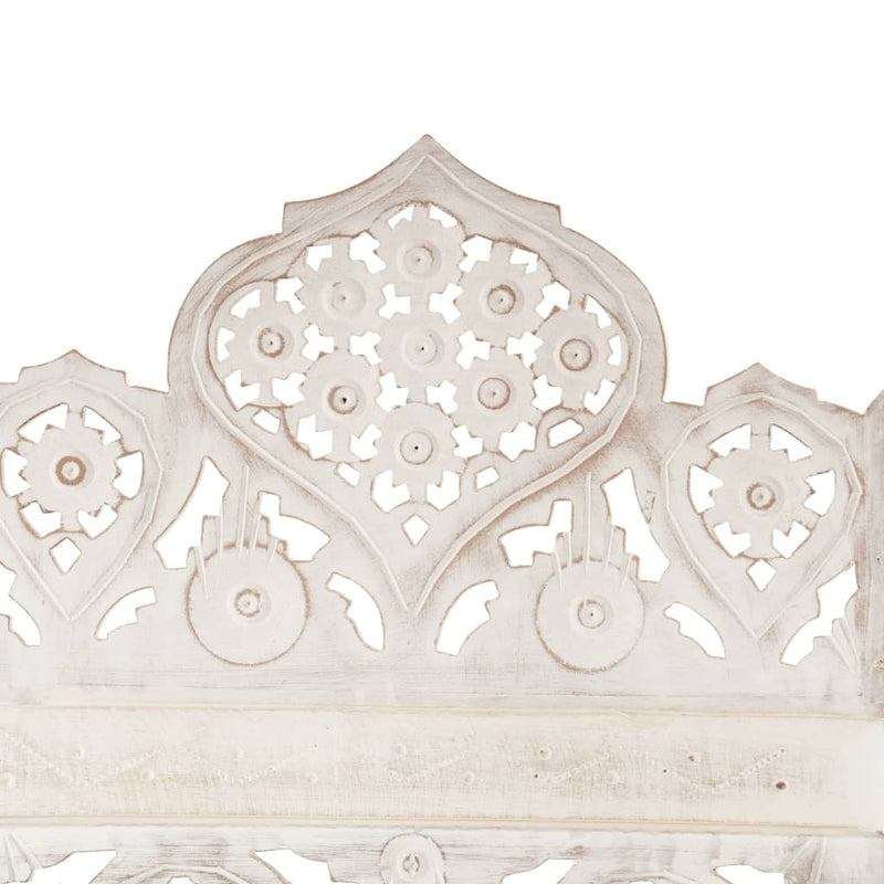 vidaXL Hand carved 5-Panel Room Divider White 200x165 cm Solid Mango Wood