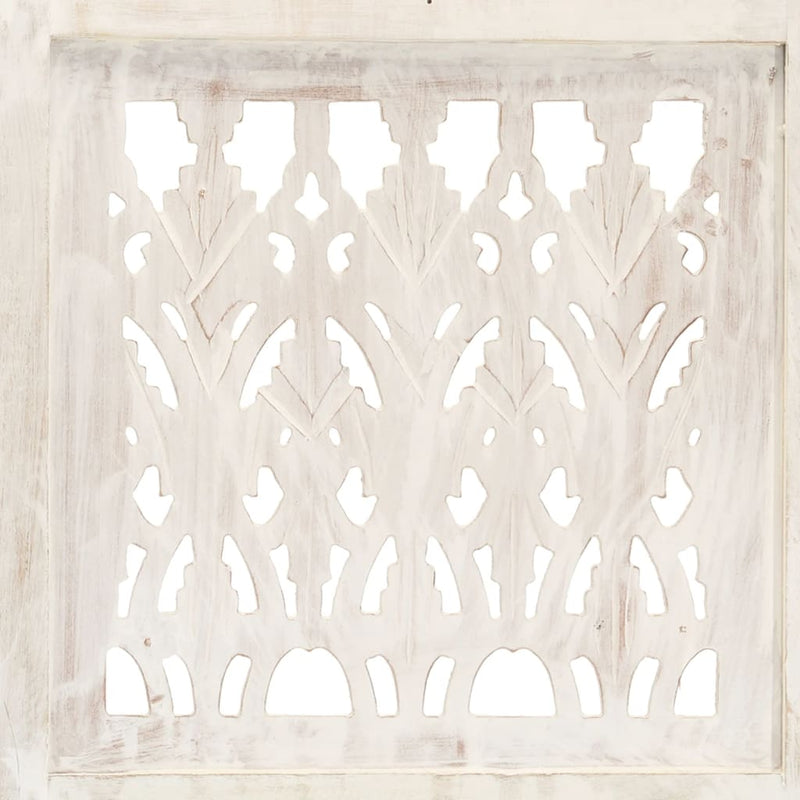 vidaXL Hand Carved 3-Panel Room Divider White 120x165 cm Solid Mango Wood