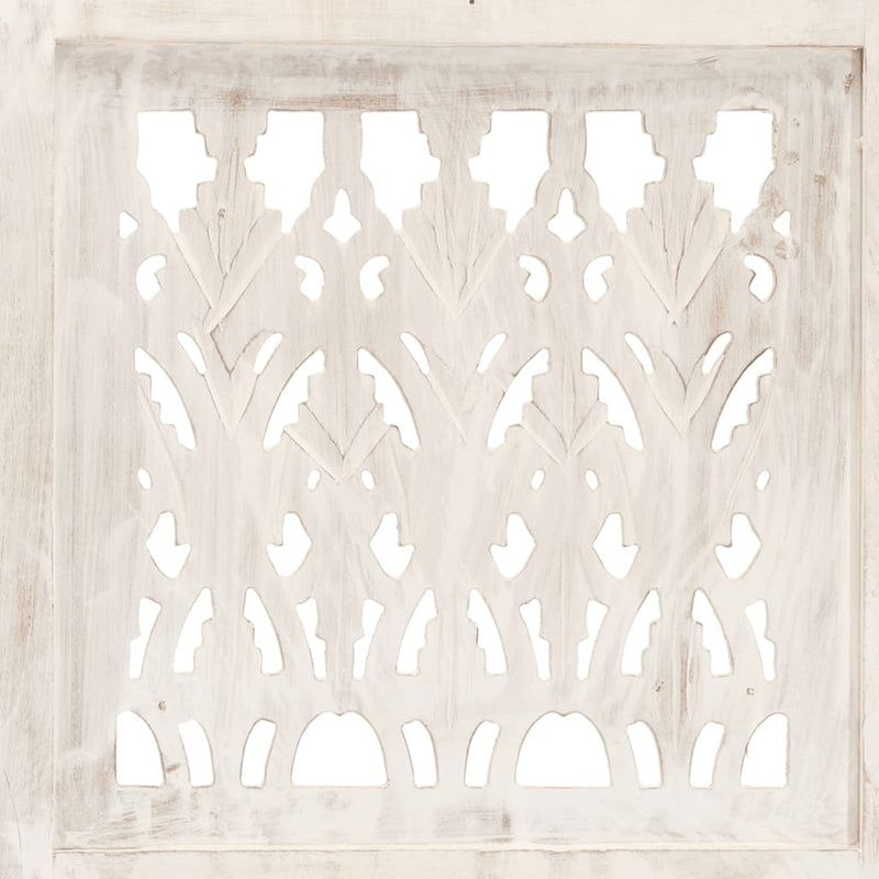vidaXL Hand carved 5-Panel Room Divider White 200x165 cm Solid Mango Wood