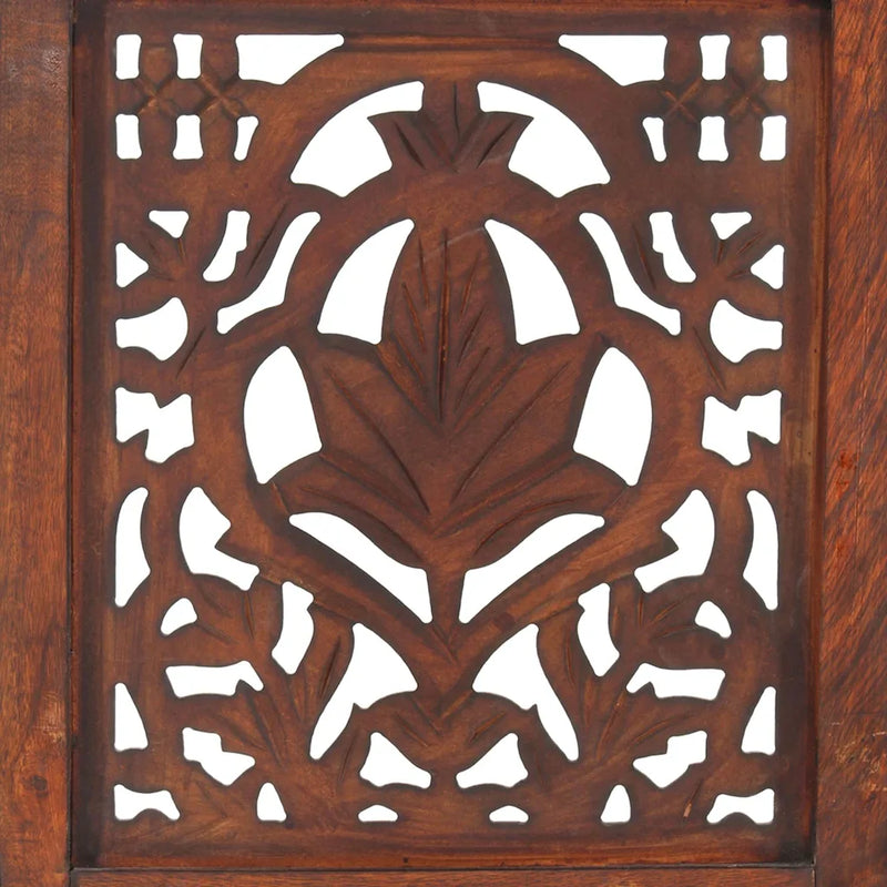 Hand Carved 3-Panel Room Divider Brown 120x165 cm