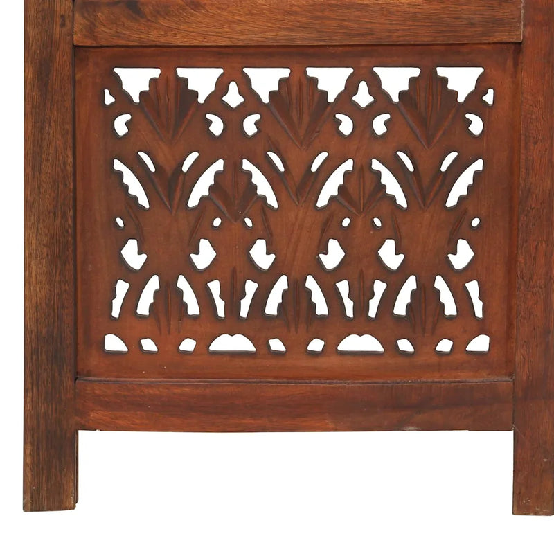 Hand Carved 3-Panel Room Divider Brown 120x165 cm