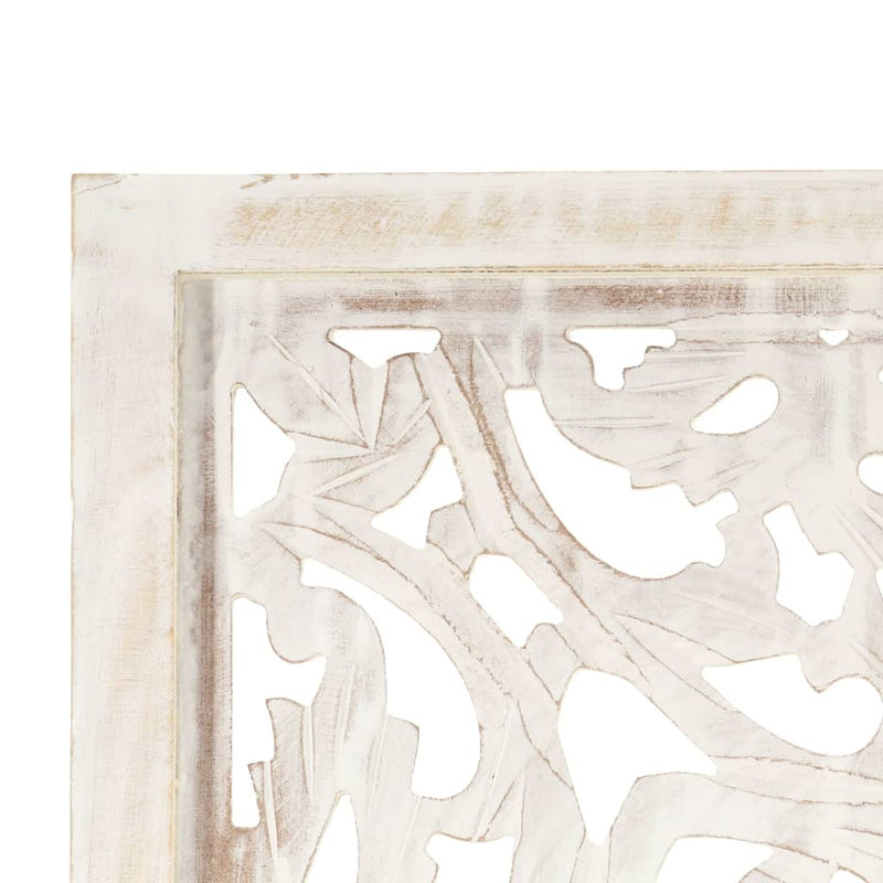 vidaXL Hand carved 3-Panel Room Divider White 120x165 cm Solid Mango Wood