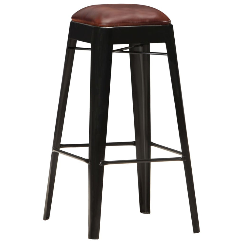 Bar Stools 4 pcs Black Real Leather