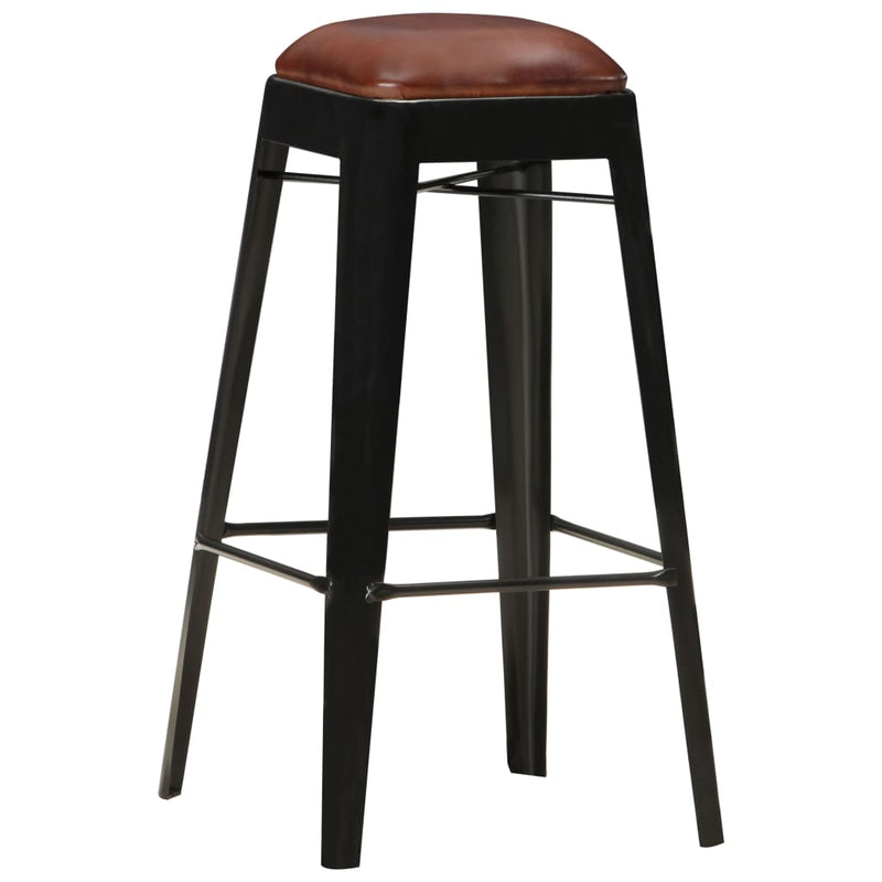 Bar Stools 4 pcs Black Real Leather