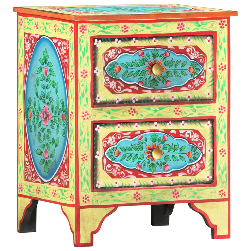 Hand Painted Bedside Cabinet 40x30x50 cm Solid Mango Wood