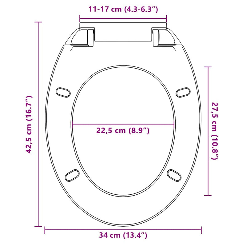 vidaXL Soft-Close Toilet Seat Quick Release Grey Oval
