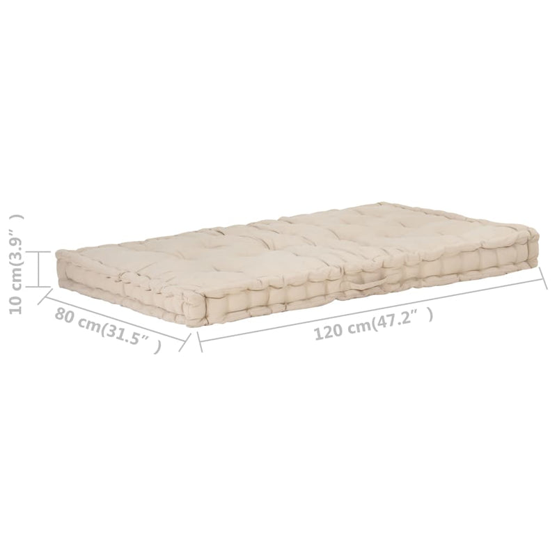 vidaXL Pallet Floor Cushion Cotton 120x80x10 cm Beige