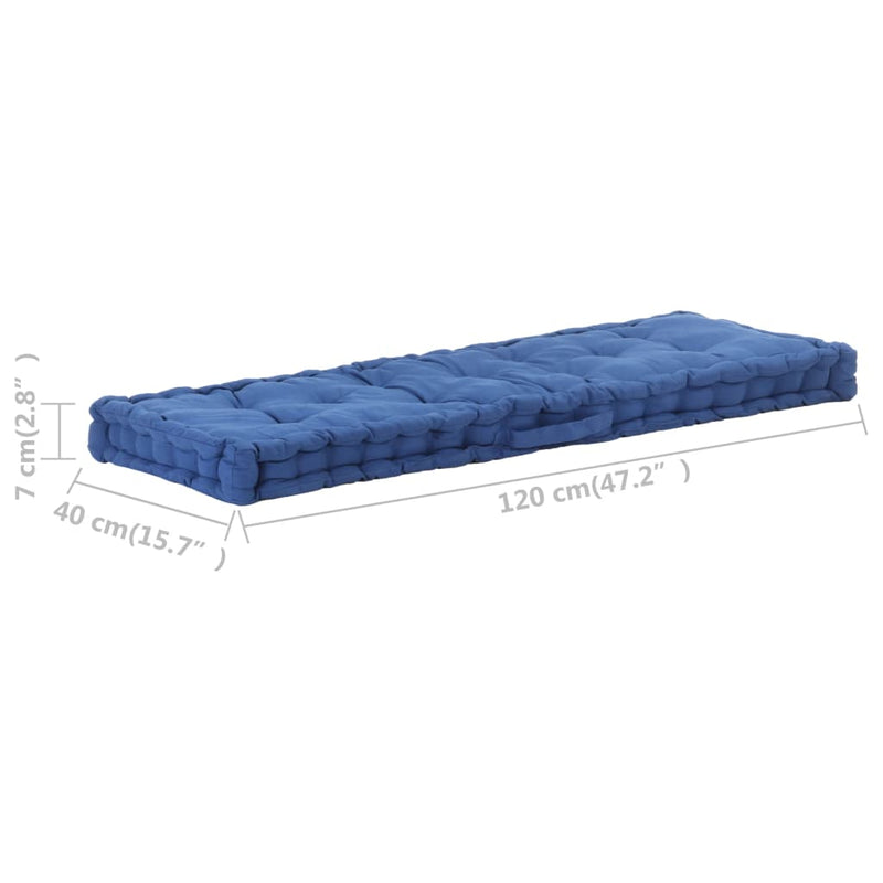 vidaXL Pallet Floor Cushion Cotton 120x40x7 cm Light Blue