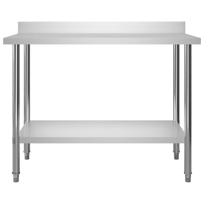 vidaXL Kitchen Work Table with Backsplash 120x60x93 cm Stainless Steel