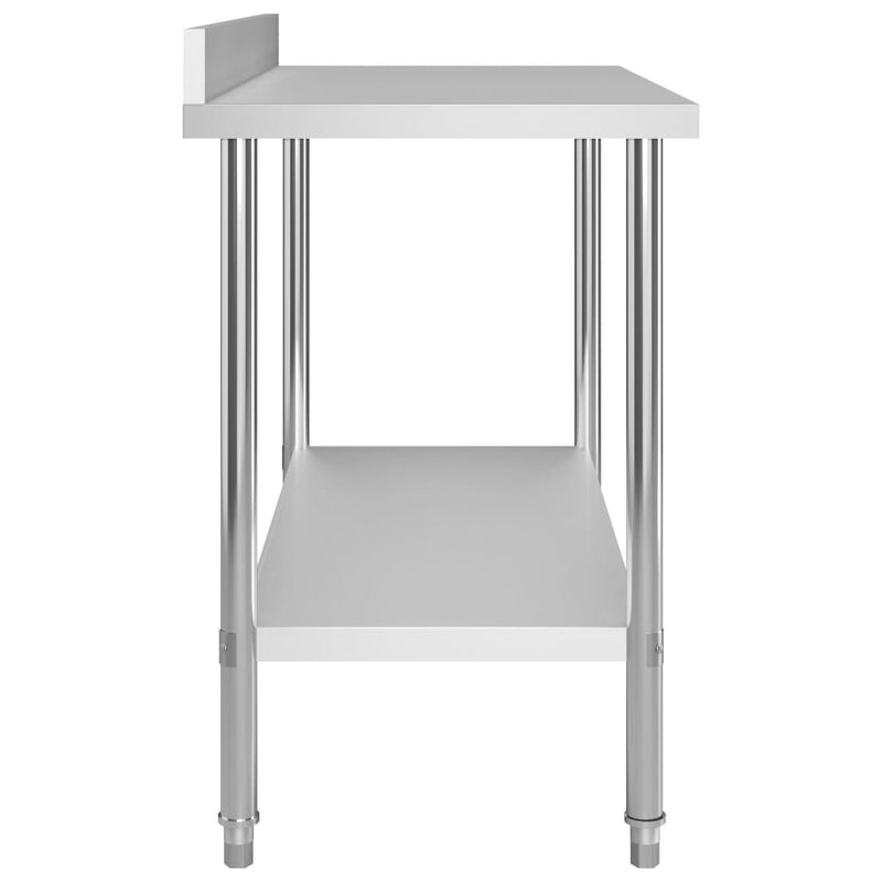 vidaXL Kitchen Work Table with Backsplash 120x60x93 cm Stainless Steel