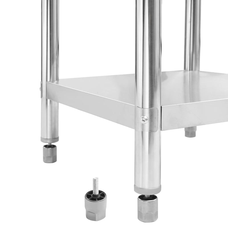 vidaXL Kitchen Work Table with Backsplash 120x60x93 cm Stainless Steel