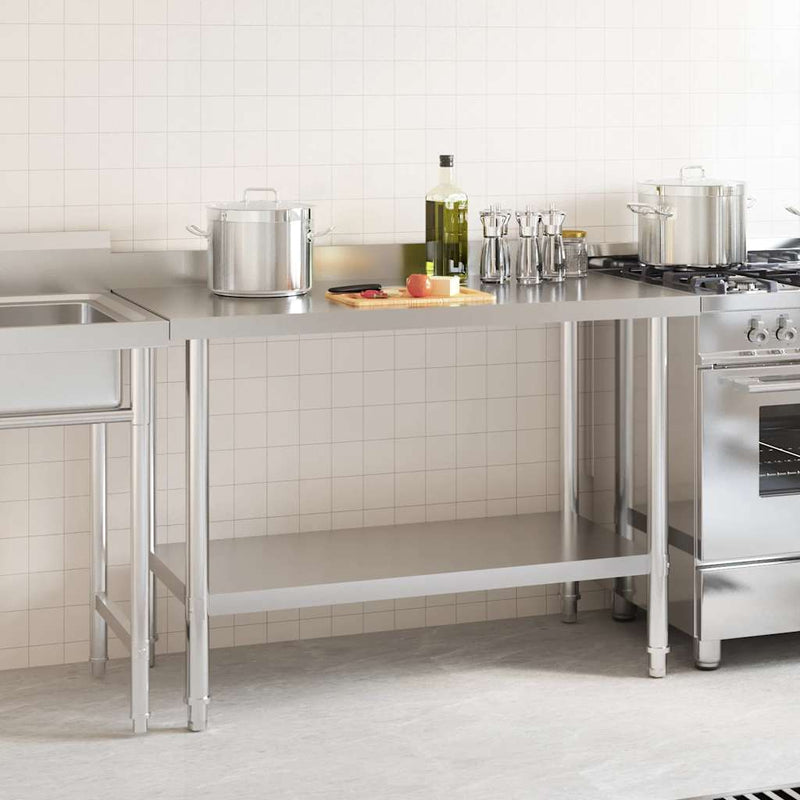 vidaXL Kitchen Work Table with Backsplash 120x60x93 cm Stainless Steel