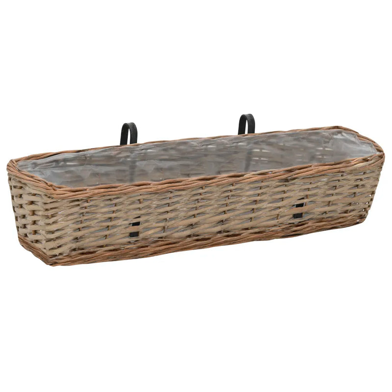 Balcony Planter 2 pcs Wicker with PE Lining 80 cm