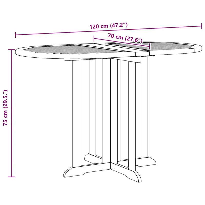 Folding Butterfly Garden Table 120x70x75 cm Solid Teak Wood
